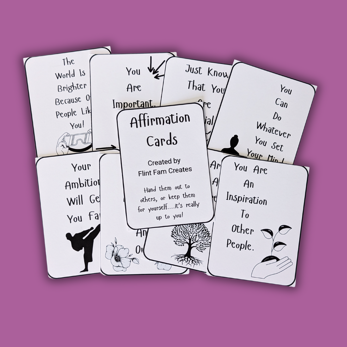 8 Assorted Affirmation Cards for the Kindness Challenge
