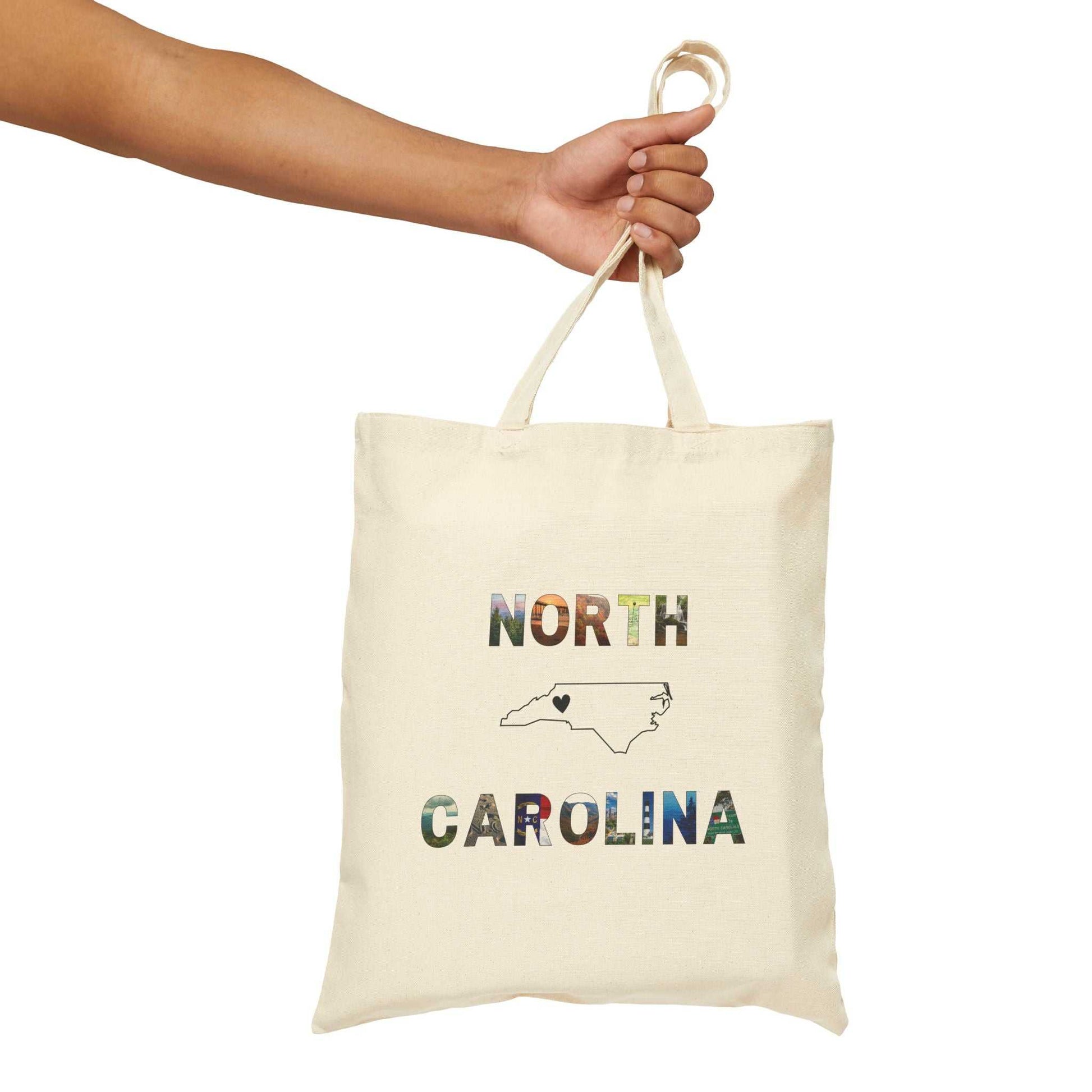 North Carolina Canvas Tote Bag with NC scenes