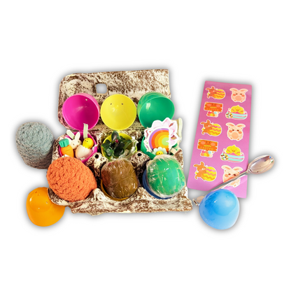 Egg Carton Sensory Kit with Play dough and Stickers