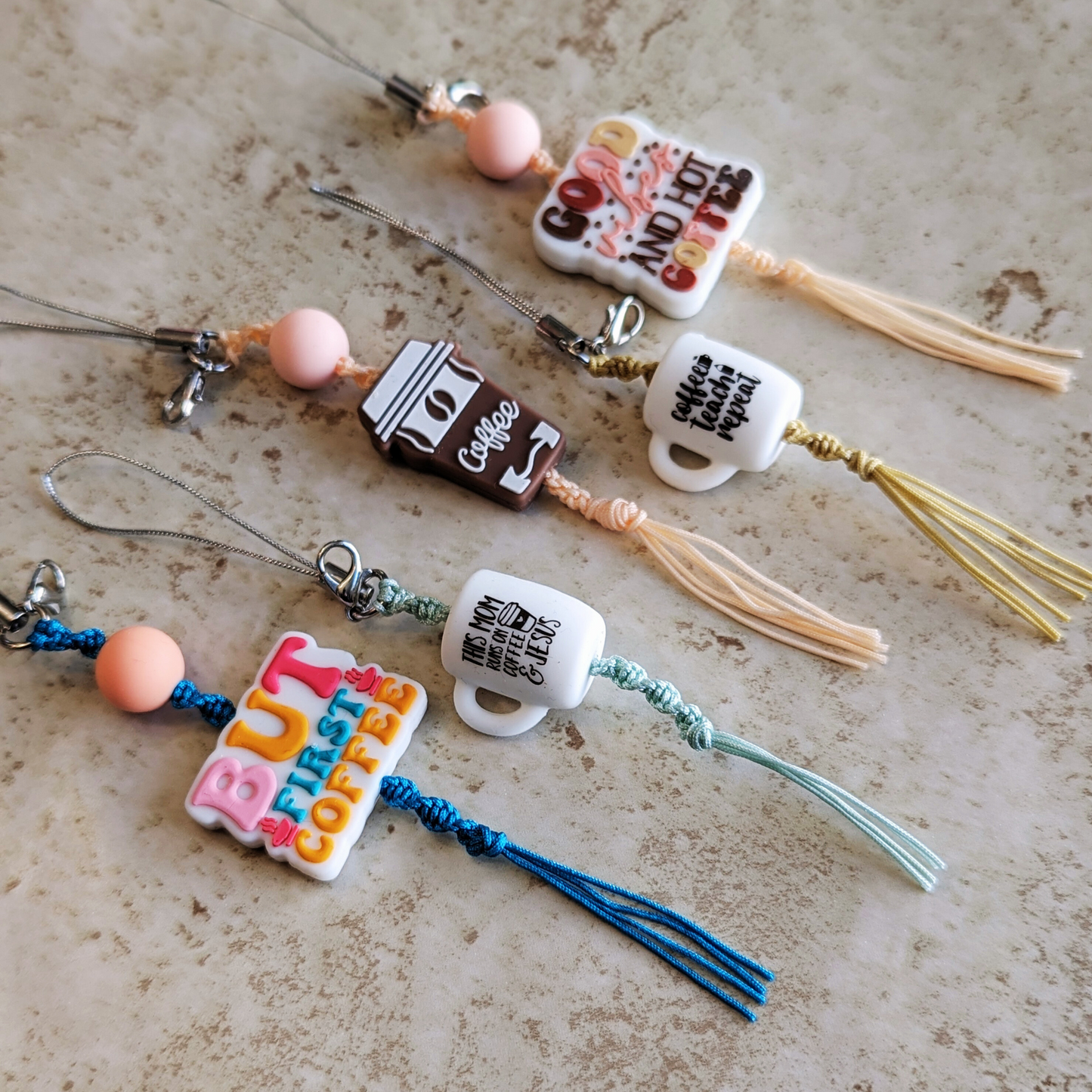 Macrame Coffee Cell Phone Charms