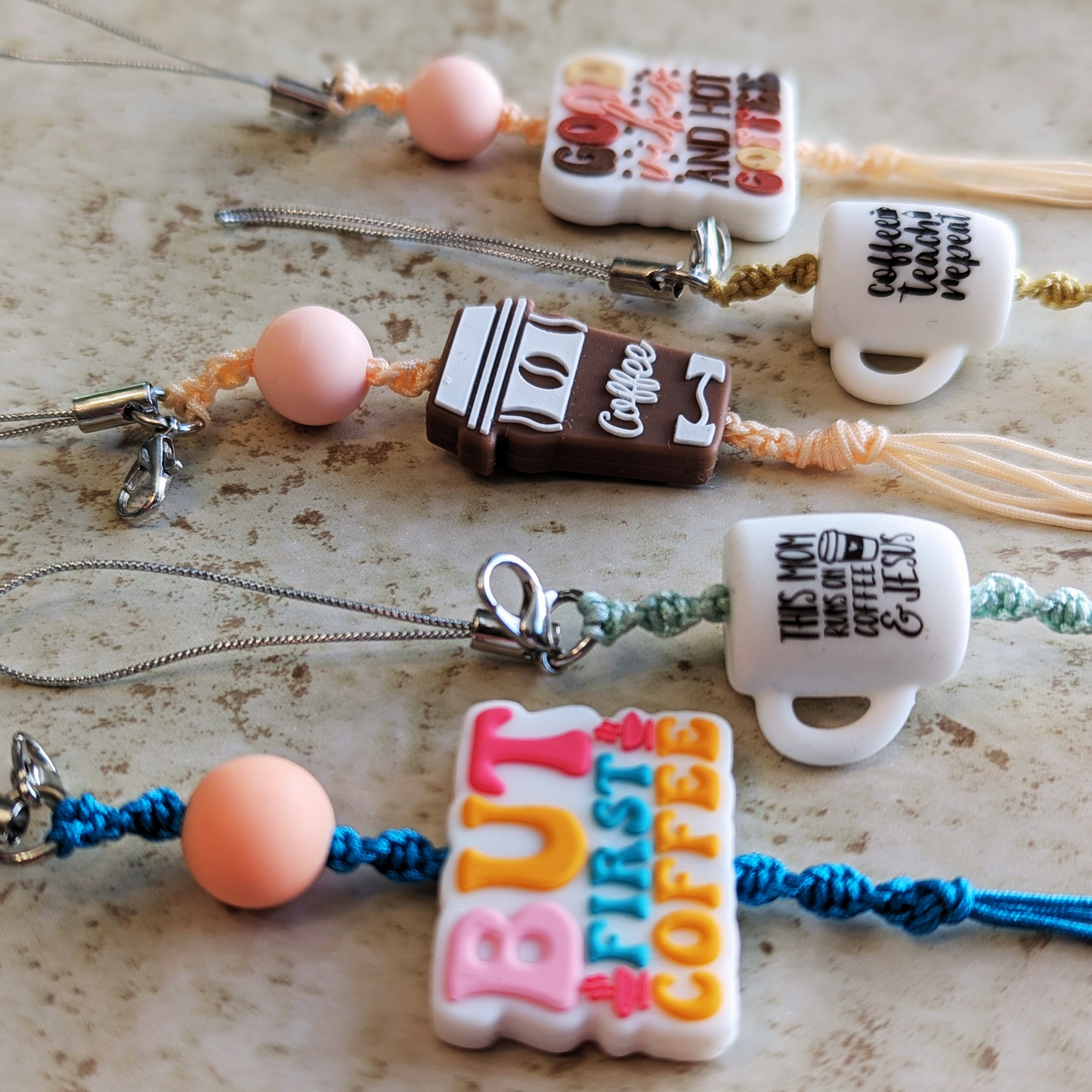 Macrame Coffee Cell Phone Charms