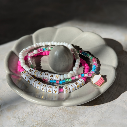 Personalized Birthday Girl Bracelet Stack With Custom Options