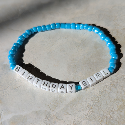 Personalized Birthday Girl Bracelet Set – Custom Name & Cupcake Charm