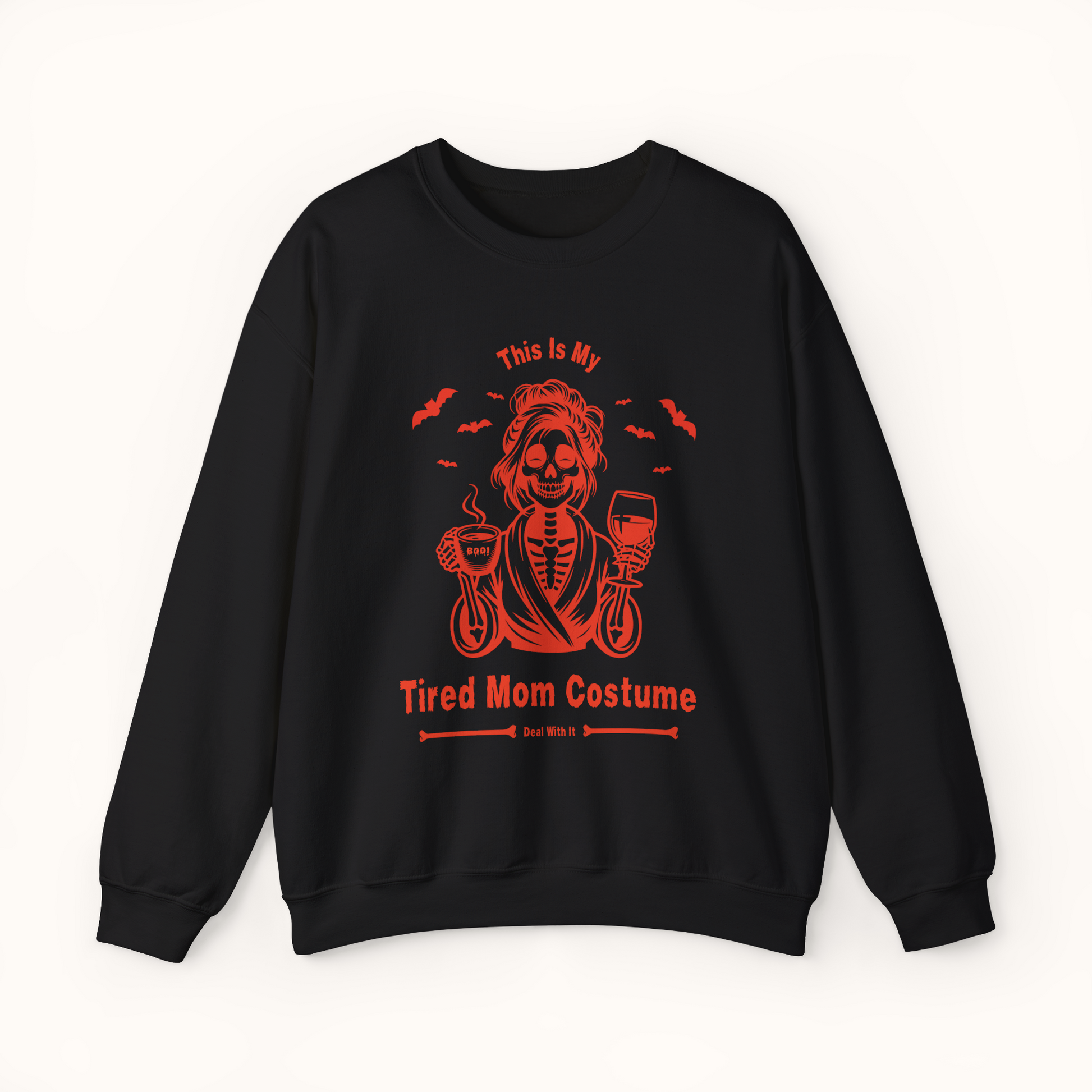 "This is My Tired Mom Costume" Funny Halloween Sweatshirt for Women black