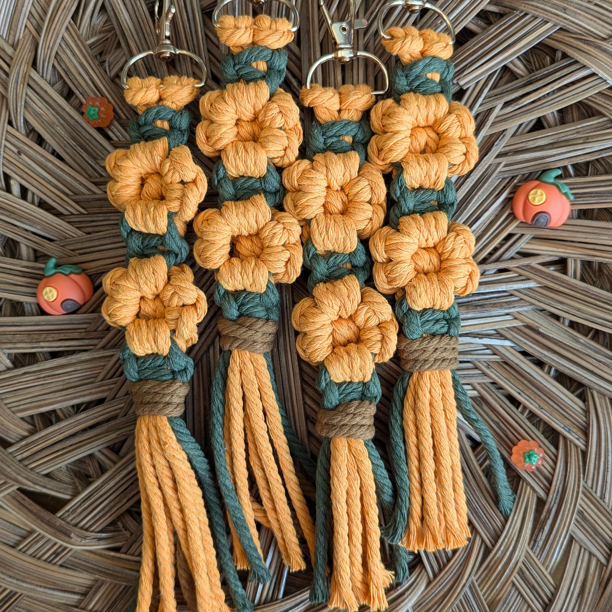 Fall Flower Macrame Flower Keychain for Fall Lovers