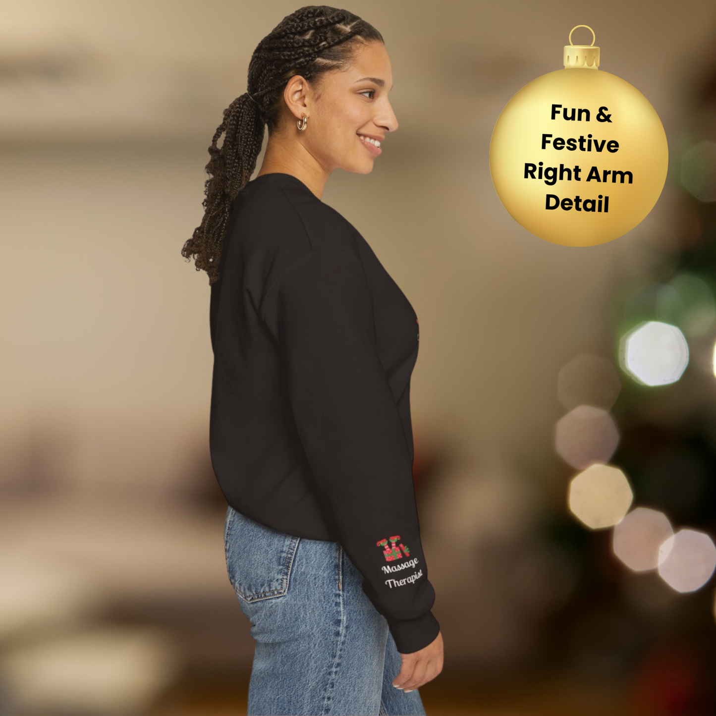 Massage Therapist Ugly Christmas Sweatshirt: Santa's Little Relaxation Helper