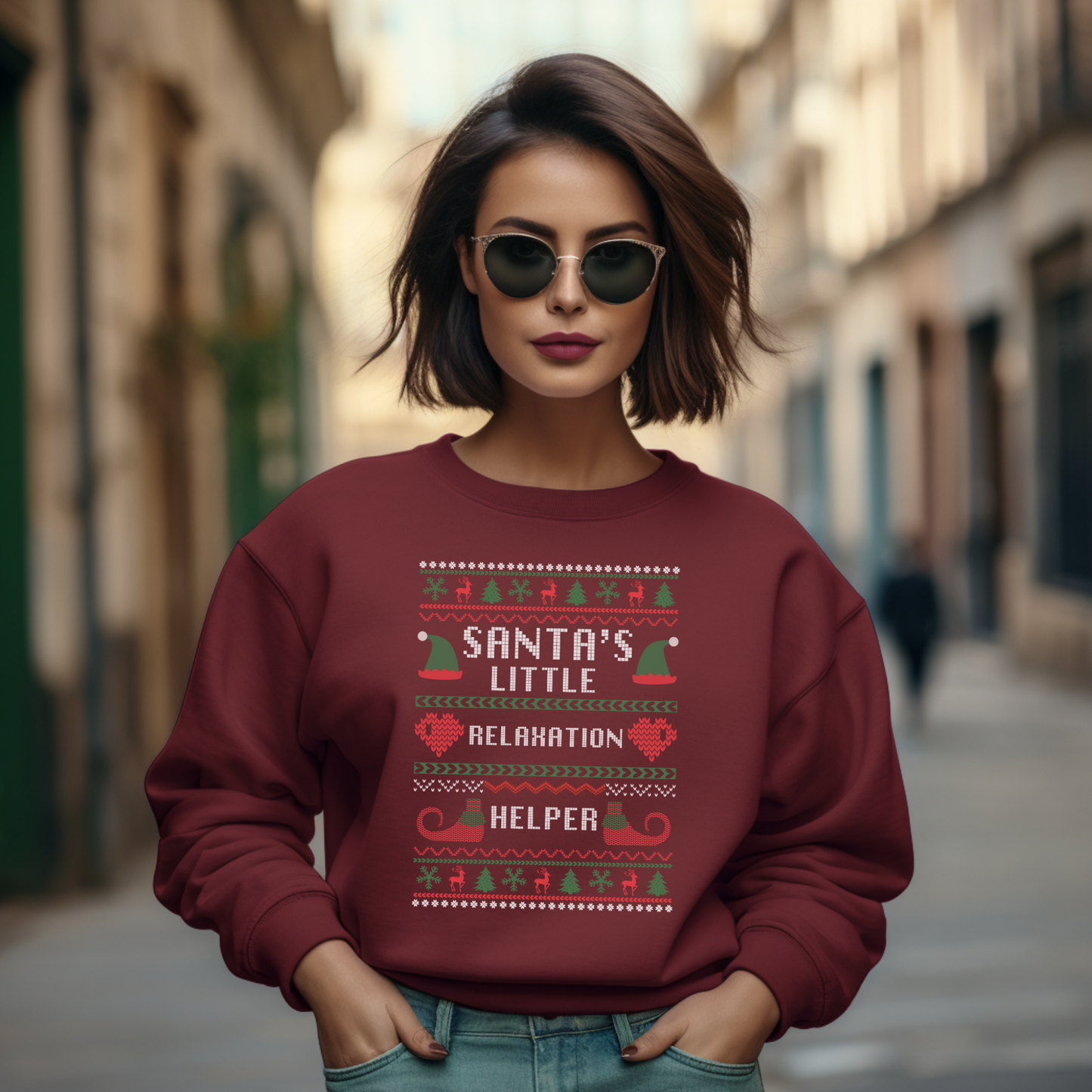 Massage Therapist Ugly Christmas Sweatshirt: Santa's Little Relaxation Helper