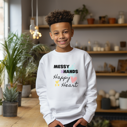 "Messy Hands, Happy Heart" Youth Young Artist Sweatshirt
