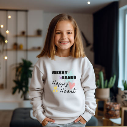 "Messy Hands, Happy Heart" Youth Young Artist Sweatshirt