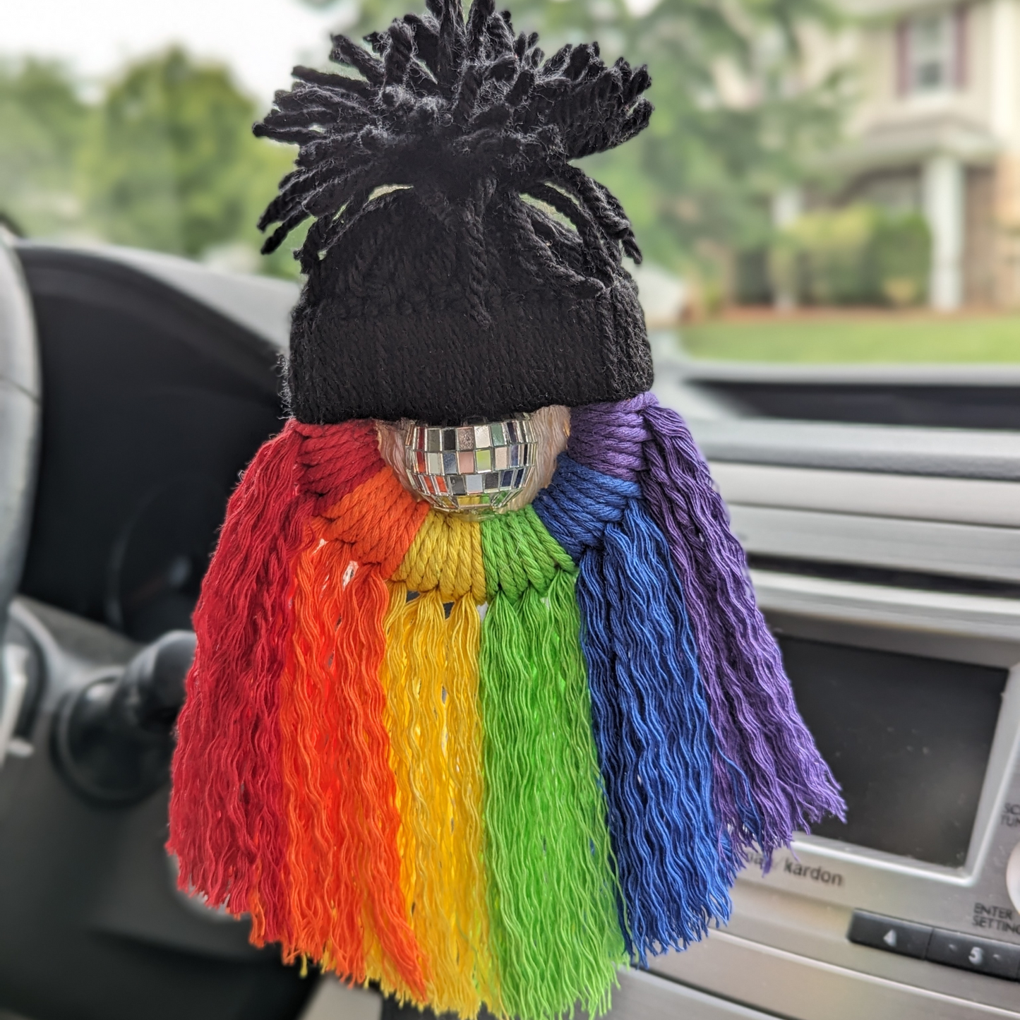 Rainbow Gnome Car Charm for Pride Month