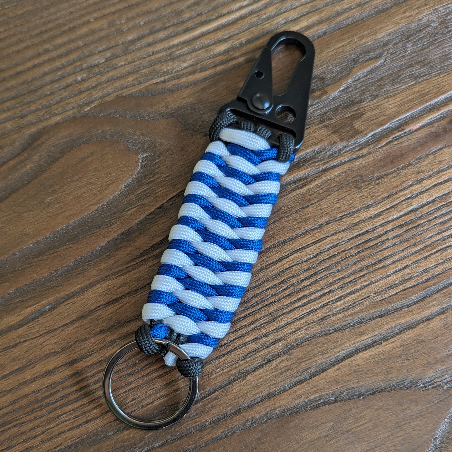 Blue and White Paracord Keychain