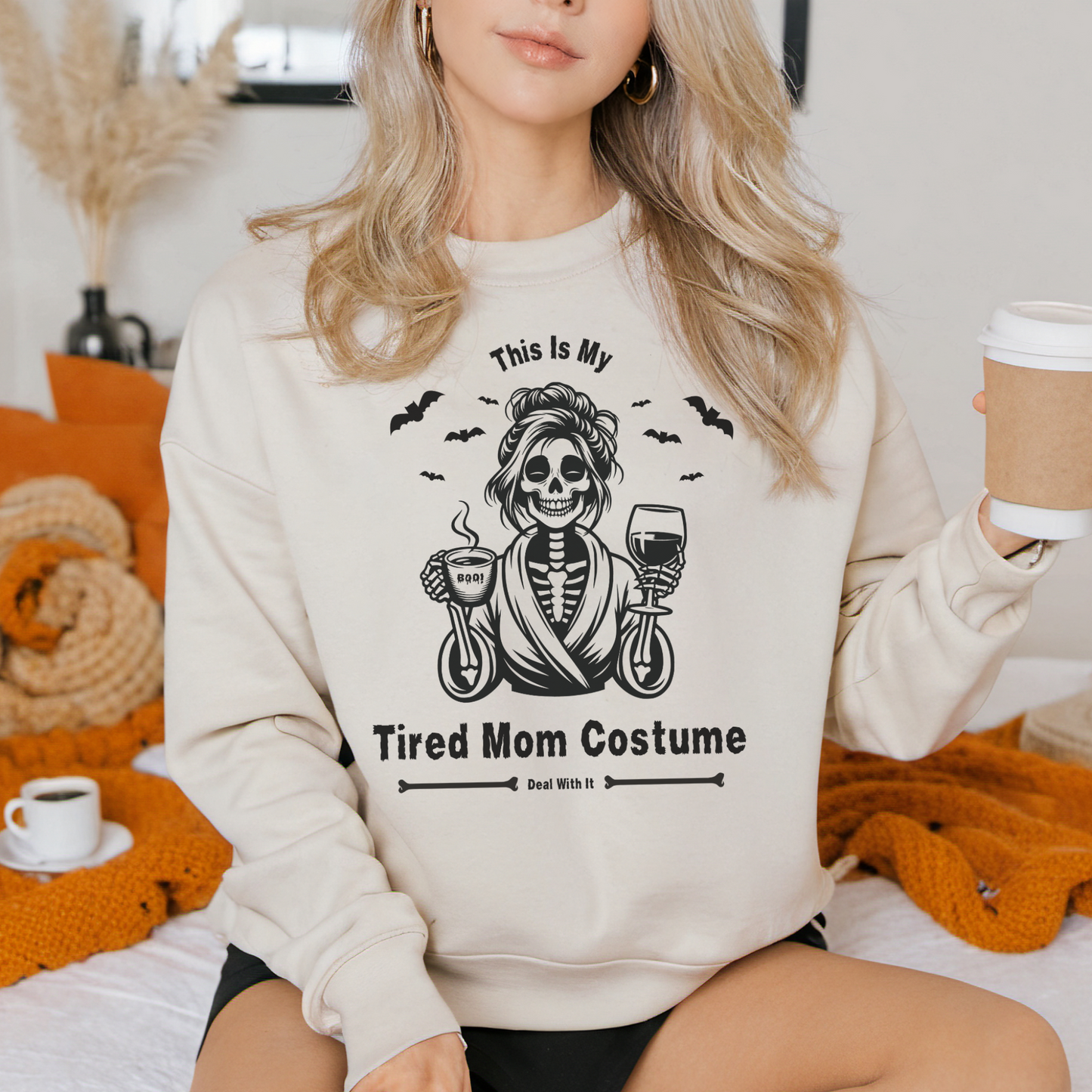 "This is My Tired Mom Costume" Funny Halloween Sweatshirt for Women cover