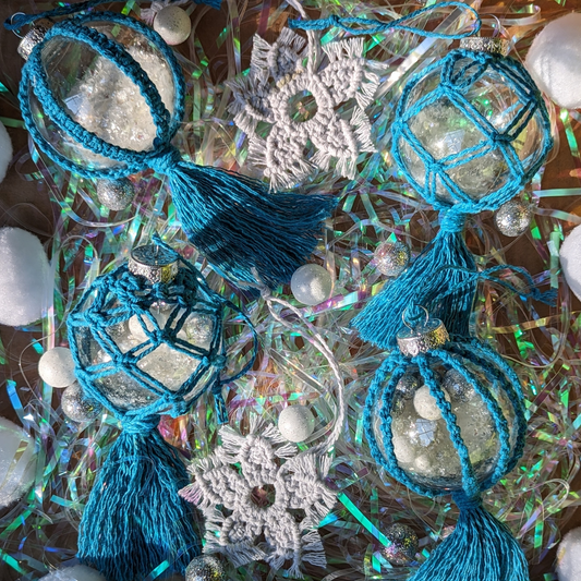 Blue Christmas Decor: Limited Edition Macrame Ornament Set