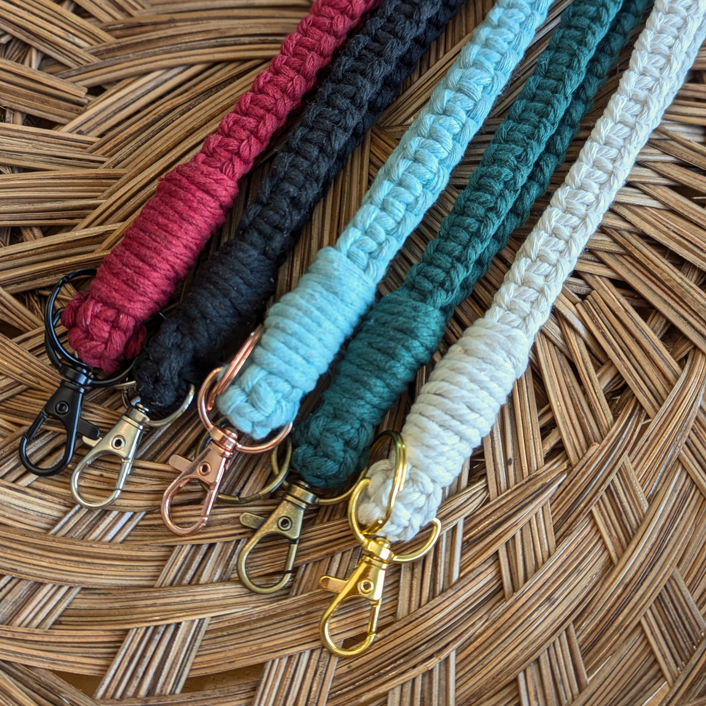 Macrame Wristlet Keychain with hardware choices