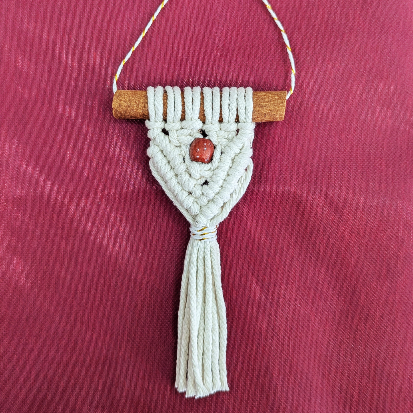 Cinnamon Stick Ornaments, 3 Pack of Handmade Macrame Ornaments