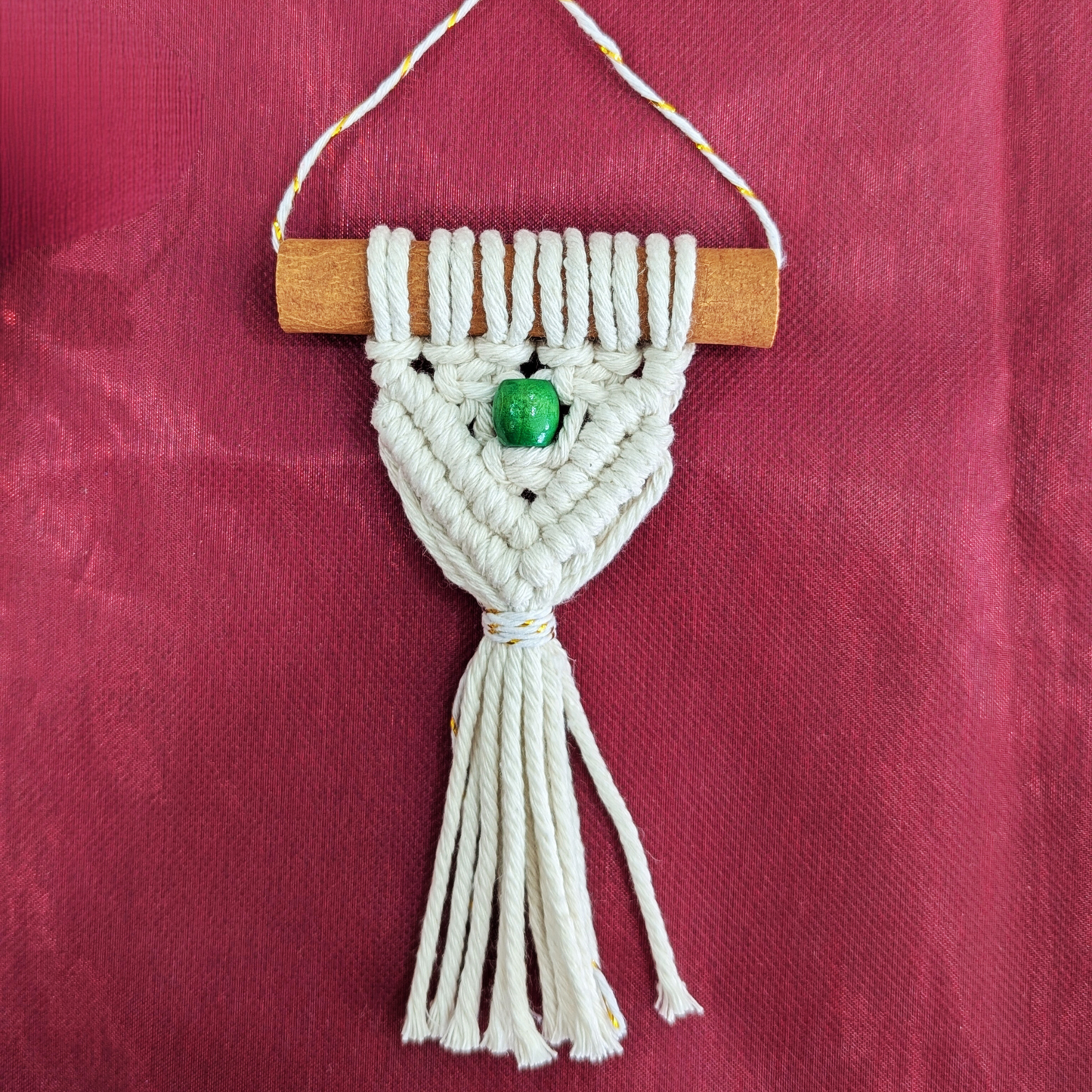 Cinnamon Stick Ornaments, 3 Pack of Handmade Macrame Ornaments