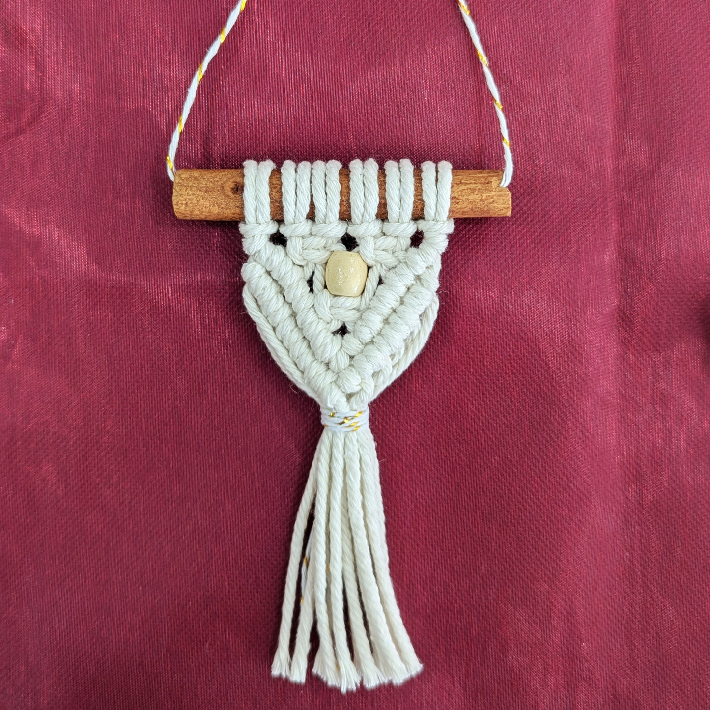 Cinnamon Stick Ornaments, 3 Pack of Handmade Macrame Ornaments