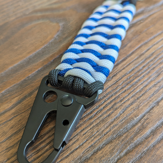 Blue and White Paracord Keychain