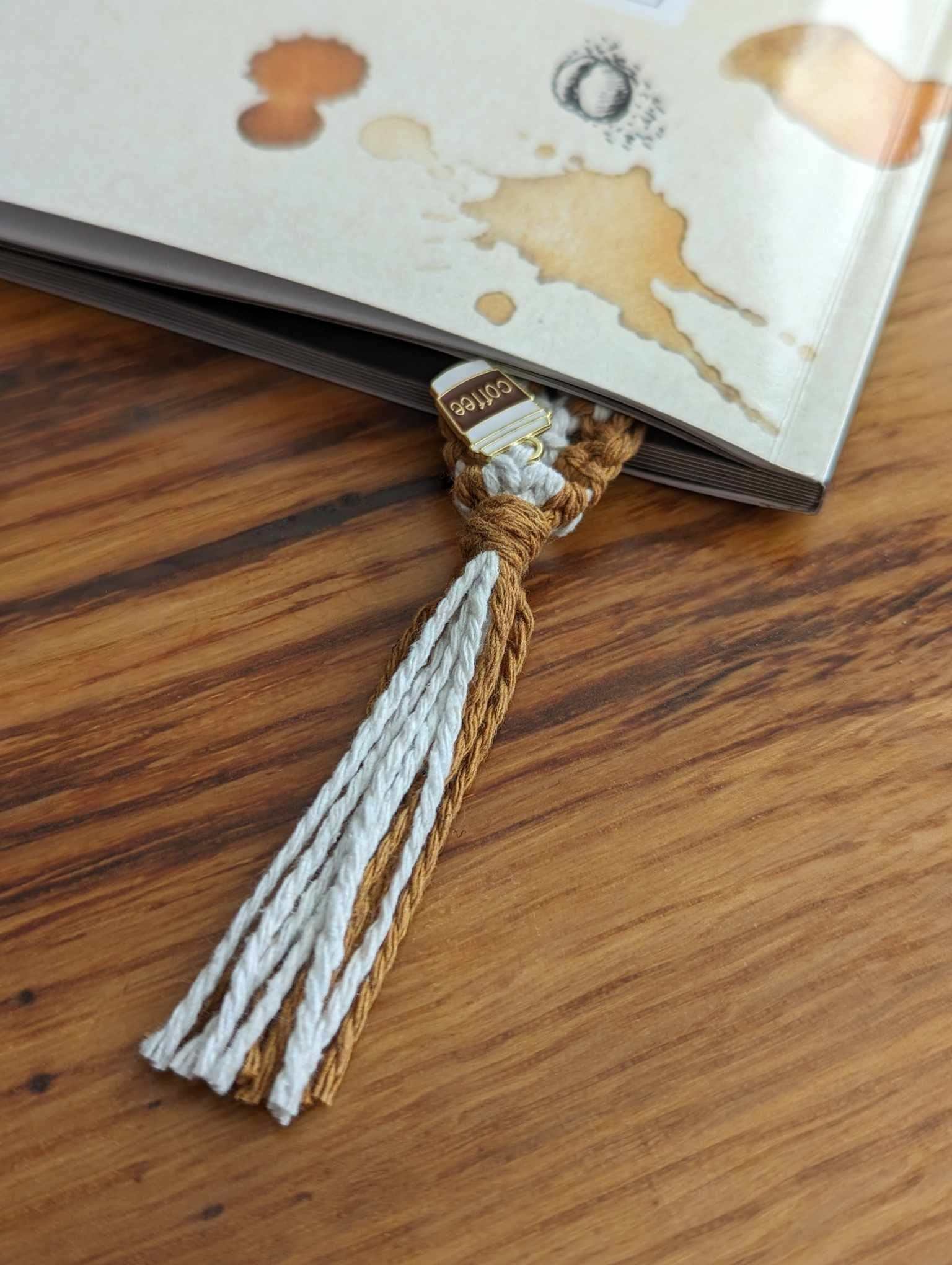 Macrame Bookmark with Coffee Charm